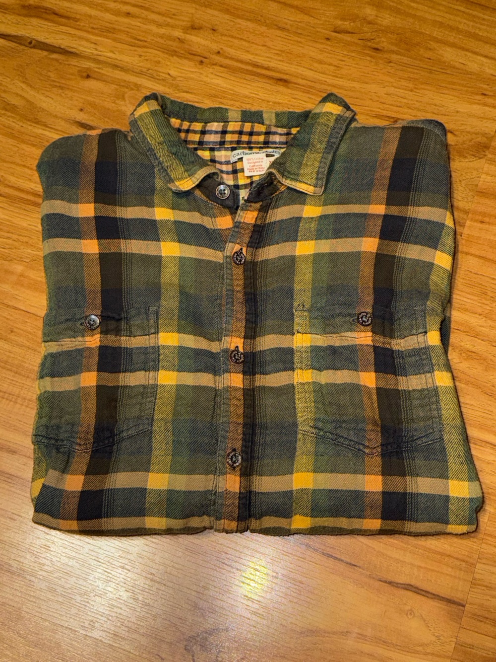 Carbon2Cobalt Men’s Plaid Flannel LS Button Up Shirt Size XL Green Yellow - Picture 9 of 9